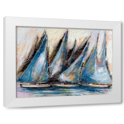 Vele blu White Modern Wood Framed Art Print by Florio, Luigi