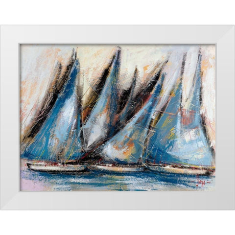 Vele blu White Modern Wood Framed Art Print by Florio, Luigi