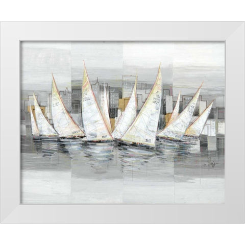 Regata White Modern Wood Framed Art Print by Florio, Luigi