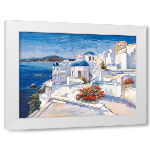 Mykonos White Modern Wood Framed Art Print by Florio, Luigi