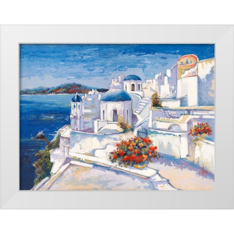 Mykonos White Modern Wood Framed Art Print by Florio, Luigi