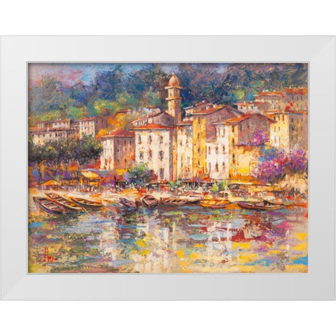 Portofino White Modern Wood Framed Art Print by Florio, Luigi