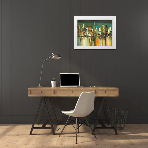 Le mille luci di New York White Modern Wood Framed Art Print by Florio, Luigi