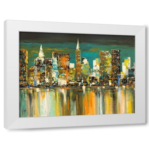 Le mille luci di New York White Modern Wood Framed Art Print by Florio, Luigi