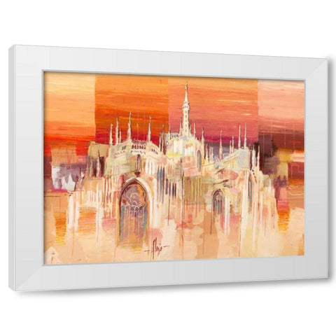 Milano al tramonto White Modern Wood Framed Art Print by Florio, Luigi