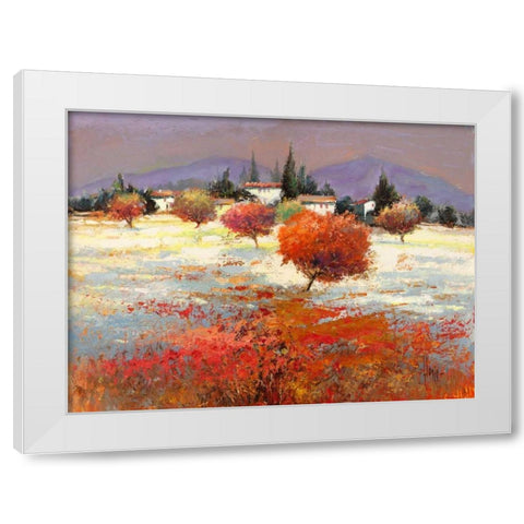 Dolci colline White Modern Wood Framed Art Print by Florio, Luigi