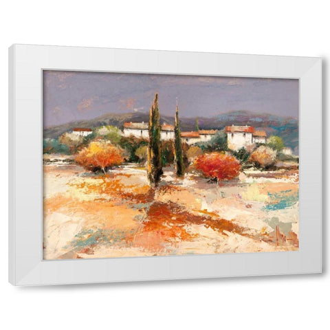 Borgo nel sole White Modern Wood Framed Art Print by Florio, Luigi