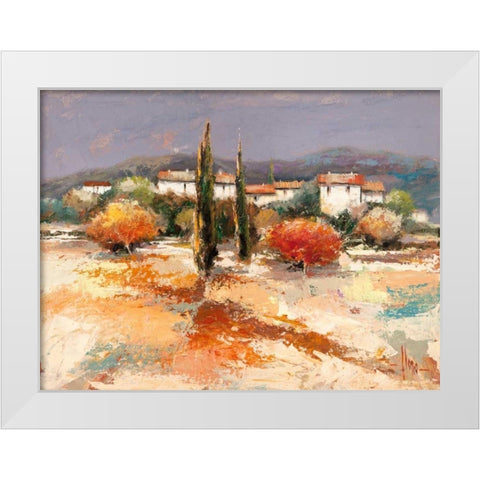 Borgo nel sole White Modern Wood Framed Art Print by Florio, Luigi