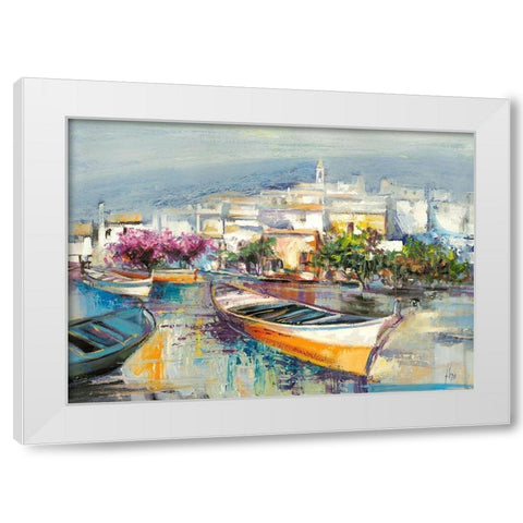 Paese mediterraneo White Modern Wood Framed Art Print by Luigi, Florio