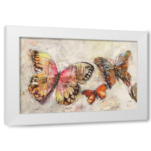 Farfalle in volo II White Modern Wood Framed Art Print by Florio, Luigi