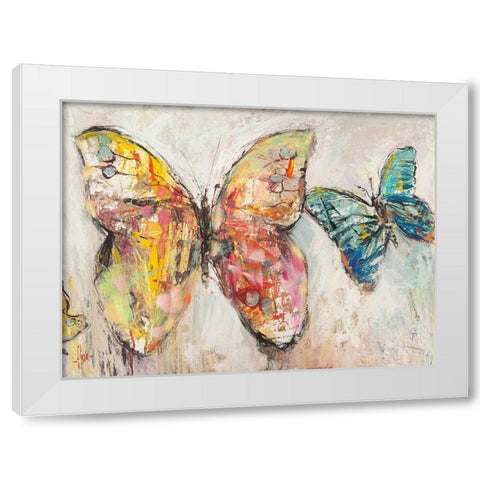 Farfalle in volo I White Modern Wood Framed Art Print by Florio, Luigi