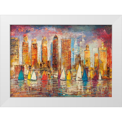 Vele a New York White Modern Wood Framed Art Print by Florio, Luigi