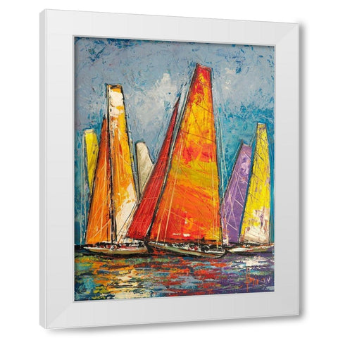 Vele a colori I White Modern Wood Framed Art Print by Florio, Luigi