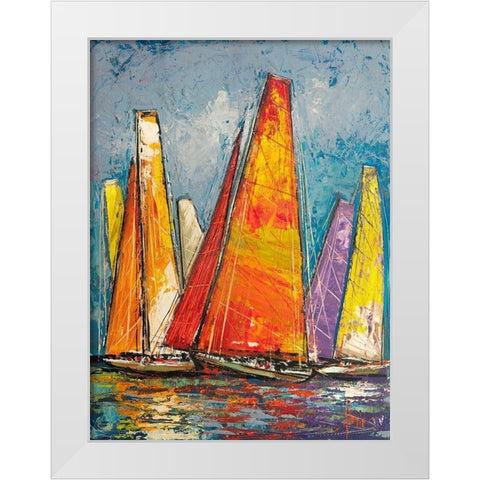 Vele a colori I White Modern Wood Framed Art Print by Florio, Luigi