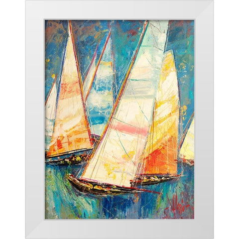 Vele a colori II White Modern Wood Framed Art Print by Florio, Luigi