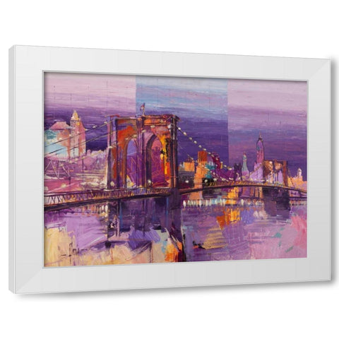 Brooklyn Bridge White Modern Wood Framed Art Print by Florio, Luigi