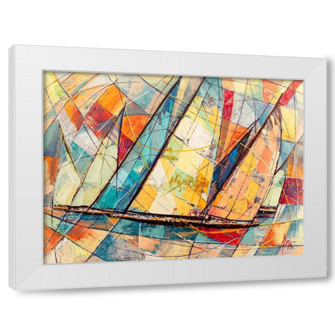 Regata futurista White Modern Wood Framed Art Print by Florio, Luigi
