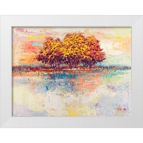 Alberi nel sole White Modern Wood Framed Art Print by Florio, Luigi