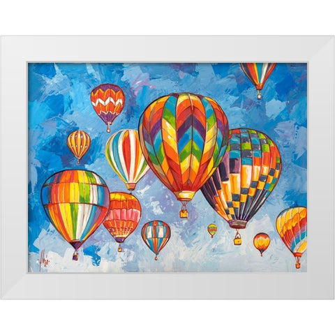 Parata di mongolfiere White Modern Wood Framed Art Print by Florio, Luigi