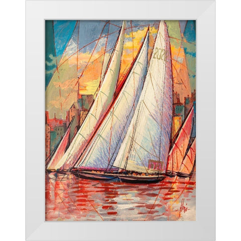 Arrivo al tramonto White Modern Wood Framed Art Print by Florio, Luigi