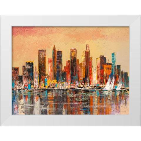 Baia di New York White Modern Wood Framed Art Print by Florio, Luigi