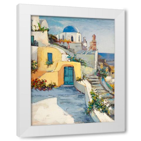 Sole su Santorini White Modern Wood Framed Art Print by Florio, Luigi