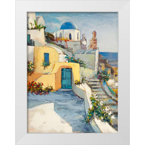 Sole su Santorini White Modern Wood Framed Art Print by Florio, Luigi