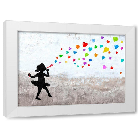 Love Bubbles White Modern Wood Framed Art Print by Masterfunk Collective