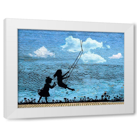 Play Free White Modern Wood Framed Art Print by Masterfunk Collective