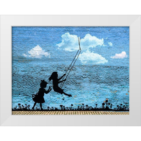 Play Free White Modern Wood Framed Art Print by Masterfunk Collective