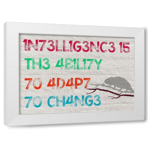 Intelligence White Modern Wood Framed Art Print by Masterfunk Collective