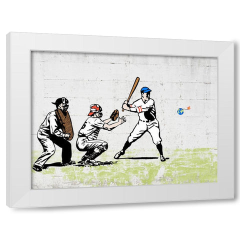 Worth a Home Run? White Modern Wood Framed Art Print by Masterfunk Collective