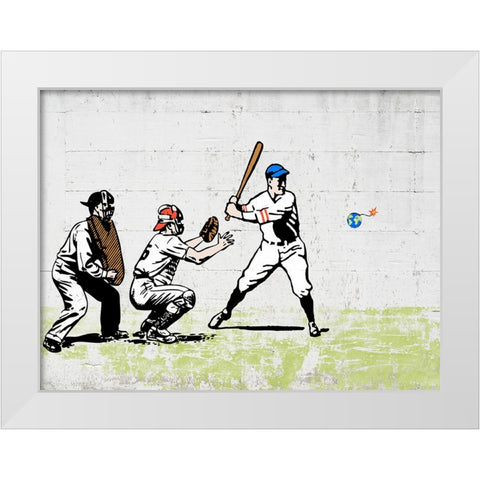 Worth a Home Run? White Modern Wood Framed Art Print by Masterfunk Collective