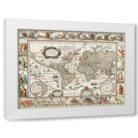 Nova totius terrarum orbis geographica ac hydrographica tabula - 1635â€“1649 White Modern Wood Framed Art Print by van den Ende, Jan Aertse