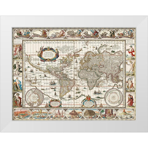 Nova totius terrarum orbis geographica ac hydrographica tabula - 1635â€“1649 White Modern Wood Framed Art Print by van den Ende, Jan Aertse