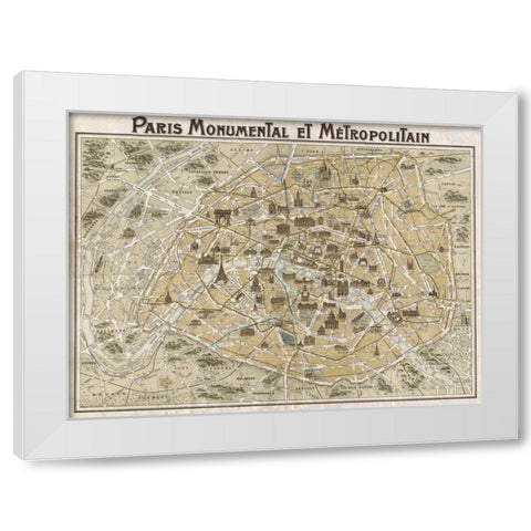 Paris Monumental et Metropolitain 1932 White Modern Wood Framed Art Print by Anonymous