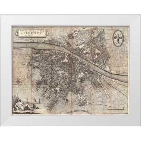 Pianta della Citta di Firenze, 1847 White Modern Wood Framed Art Print by Molini, Giuseppe