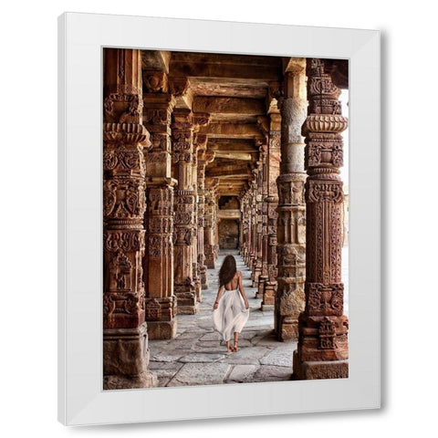 At the Temple-India White Modern Wood Framed Art Print by Moreau, Marc