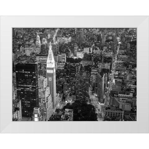 Aerial view of Manhattan, NYC White Modern Wood Framed Art Print by Setboun, Michel