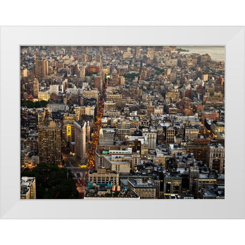 Aerial view of Manhattan, NYC White Modern Wood Framed Art Print by Setboun, Michel