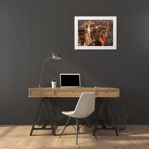 Aerial view of Manhattan with Flatiron Building, NYC White Modern Wood Framed Art Print by Setboun, Michel