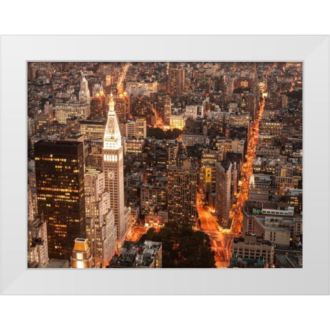 Aerial view of Manhattan with Flatiron Building, NYC White Modern Wood Framed Art Print by Setboun, Michel