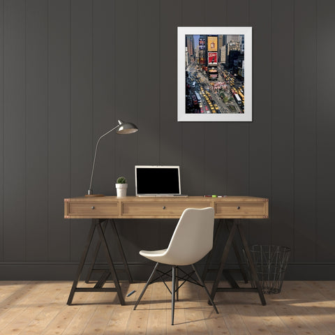 Traffic in Times Square, NYC White Modern Wood Framed Art Print by Setboun, Michel
