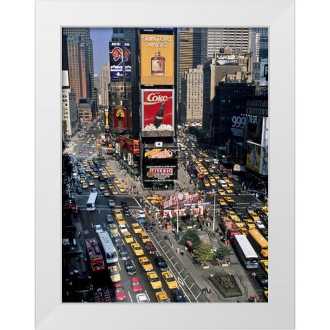 Traffic in Times Square, NYC White Modern Wood Framed Art Print by Setboun, Michel