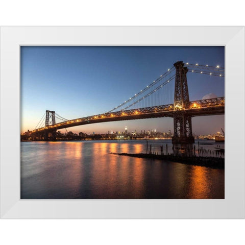 Queensboro Bridge and Manhattan from Brooklyn, NYC White Modern Wood Framed Art Print by Setboun, Michel