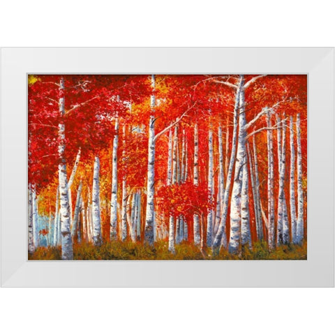 Bosco di betulle White Modern Wood Framed Art Print by Masera, Angelo