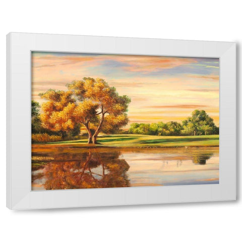 Riflessi sul lago (detail) White Modern Wood Framed Art Print by Angelo, Masera