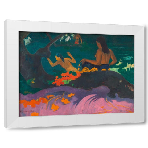 Fatata te Miti (By the Sea) White Modern Wood Framed Art Print by Gauguin, Paul