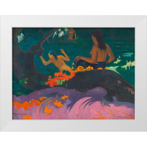 Fatata te Miti (By the Sea) White Modern Wood Framed Art Print by Gauguin, Paul
