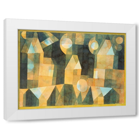 Three Houses and a Bridge White Modern Wood Framed Art Print by Klee, Paul